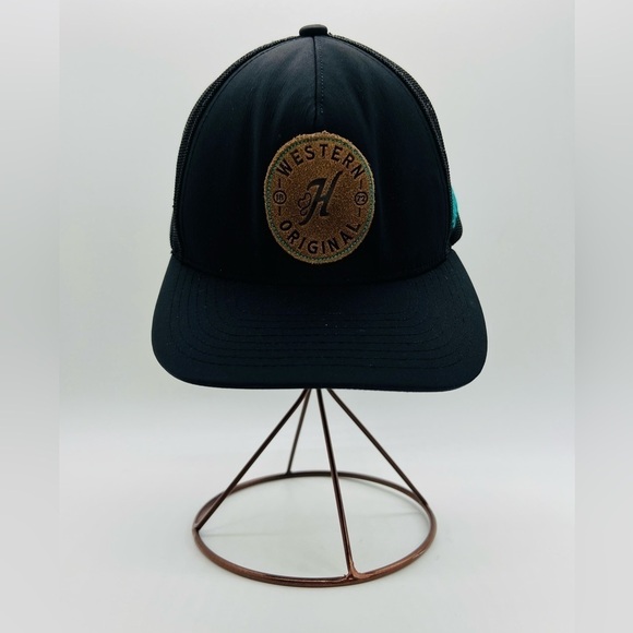 HOOEY BLACK WESTERN BALL CAP WITH ADJUSTABLE STRAP - Picture 1 of 9